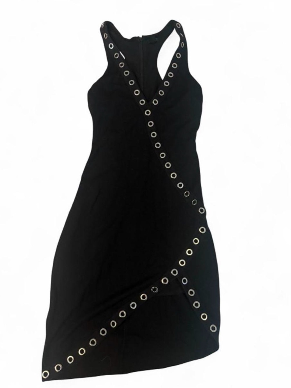 NBD Black Eyelet-Trim Racerback Dress